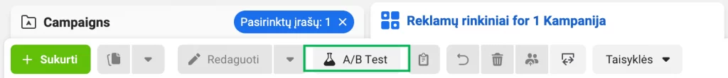 A/B testavimo nustatymas